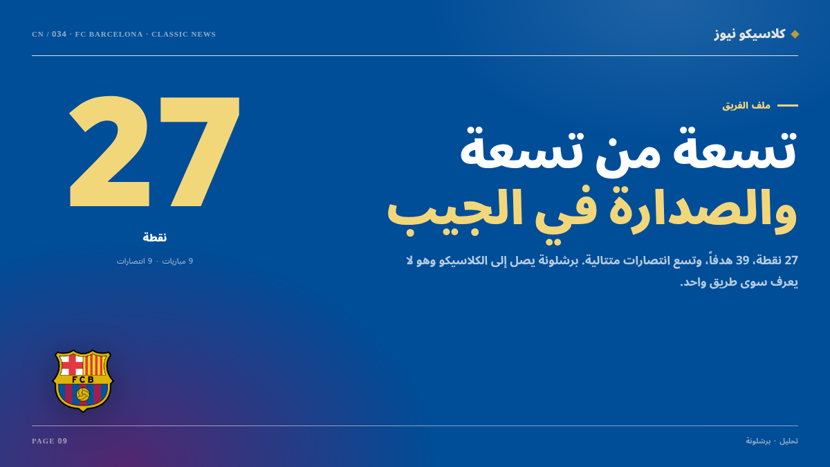 تسعة من تسعة: كيف وصل برشلونة إلى الكلاسيكو في الصدارة؟