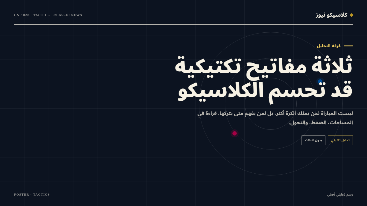 ثلاثة مفاتيح تكتيكية قد تحسم الكلاسيكو